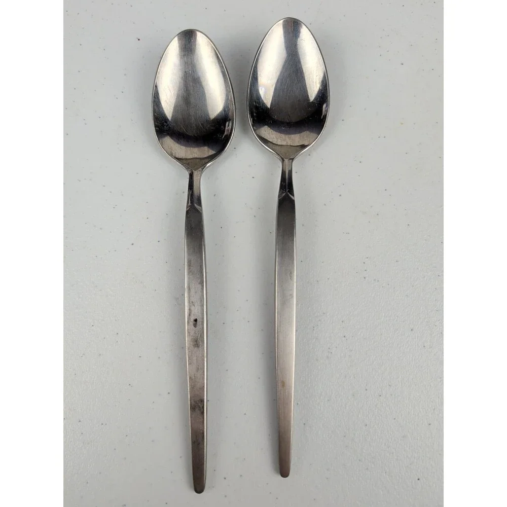 Vintage MCM Dalton Windrim Japan Stainless Steel Flatware 2 Table Serving Spoons